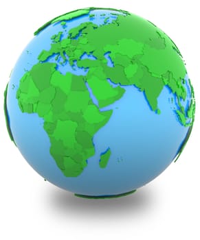 Western hemisphere, political map of the world with countries in different shades of green, isolated on white background.