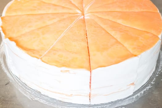 Delicious homemade whipped crepe cake, stock photo