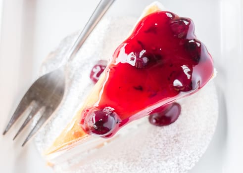 Close up blueberry crepe cake top view, stock photo