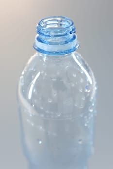 A close up shot of a water bottle