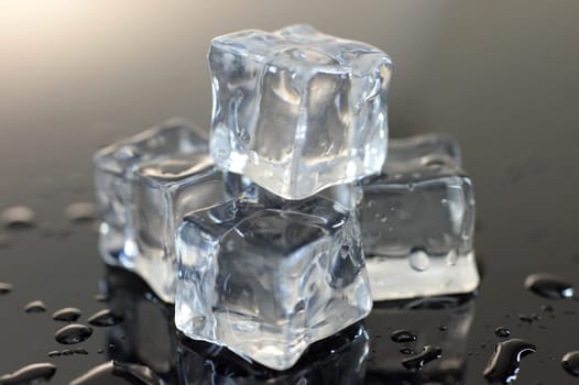A close up shot of ice cubes