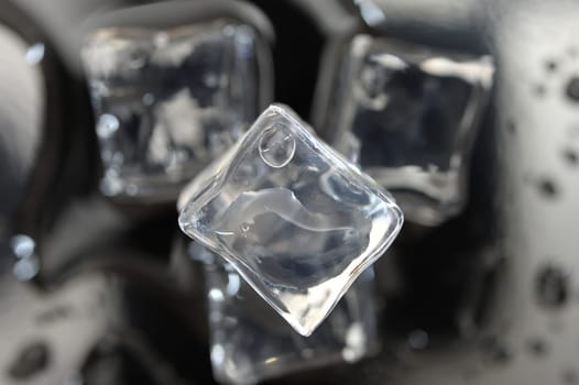 A close up shot of ice cubes
