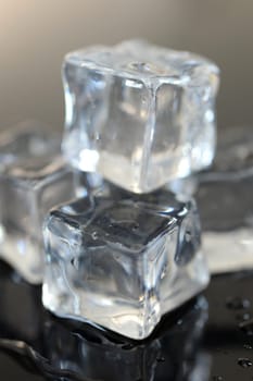 A close up shot of ice cubes