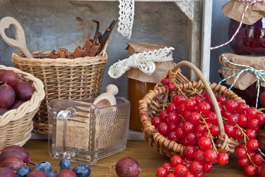 Cook fresh fruit and ingredients for jam