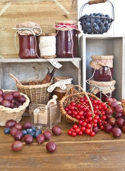 Cook fresh fruit and ingredients for jam