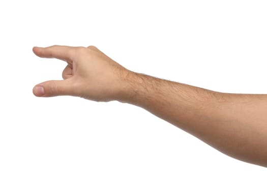 Hand signs. Pointing or touching something. Isolated
