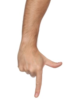 Male hand sign isolated on white background