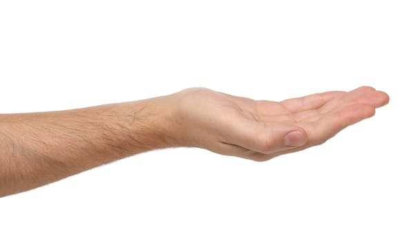 Man hand sign isolated on white background