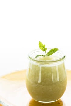 Refreshing cold dish with honey melon and mint