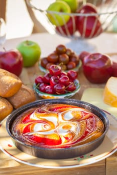 Summer breakfast served in the garden