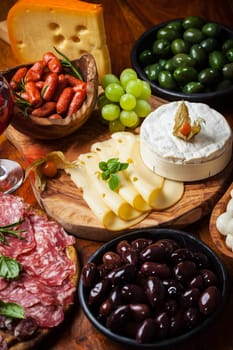 Antipasto and catering platter with different appetizers