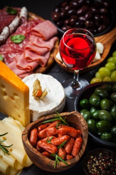 Antipasto and catering platter with different appetizers