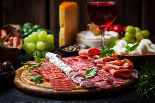Antipasto and catering platter with different appetizers