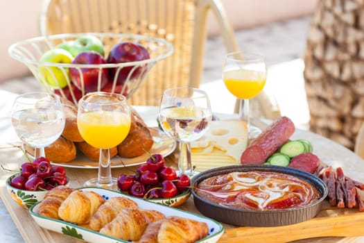 Summer breakfast served in the garden