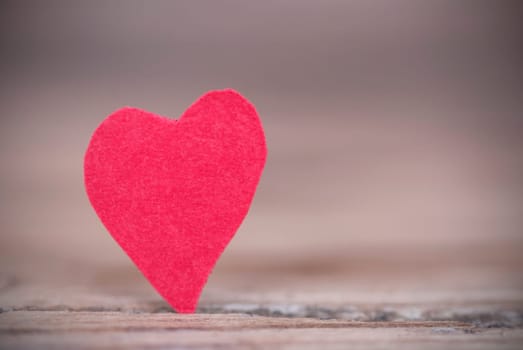 Red Heart Shape with Free Space on Wood