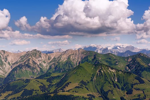 over the Fribourg Prealps to the Valais peaks