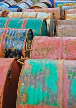 Rusty metal drums