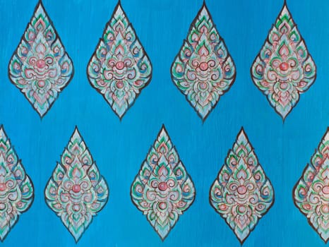 Thai style art painting on temple's wall