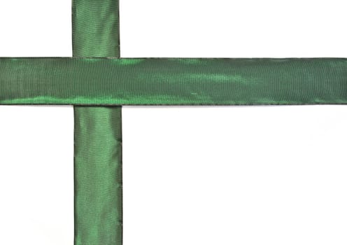 Green ribbon isolated on white background