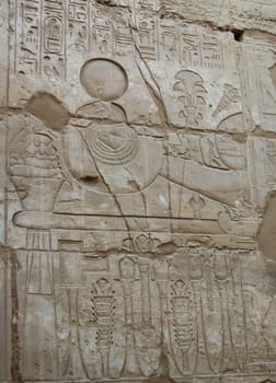 Relief of Amun god in a form of ram in Great temple of Karnak, Egypt