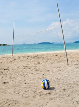 Beach volleyball on tropical sea beach