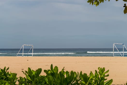 Beautiful secluded sandy beach in the Caribbean with white sand and blue sky as in paradise
