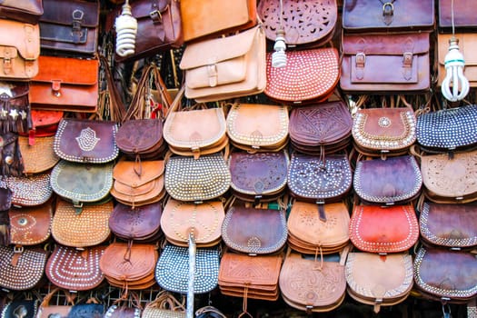 colourful display with olives and antipast at a market stall in Morocco