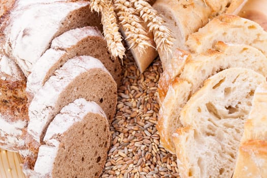 freshly baked bread sliced close-up macro food bakery cereal