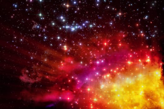 stars shine through the clouds of a old nebula