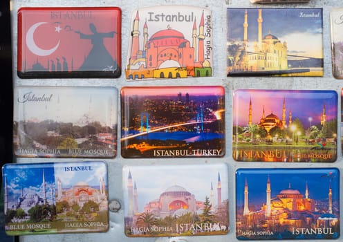 colorful magnet souvenirs in Istanbul. They are a popular souvenir for tourists