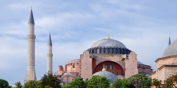 top of the famous hagia sophia mosque. The building is on the World Heritage List of UNESCO, and nowadays in use as a museum