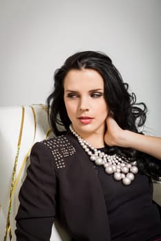 elegant attractive young woman with champagne and air snakes party outfit fashion celebration