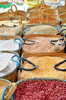 Grain food and spices in Arabic store