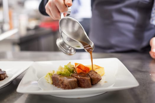 fresh fillet prepared with fine sauce in the restaurant kitchen gastronomy gourmet eat