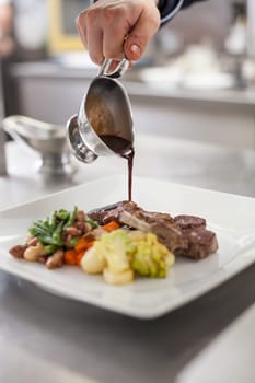 fresh fillet prepared with fine sauce in the restaurant kitchen gastronomy gourmet eat