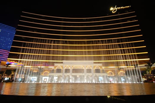 The show of fountain in front of Wynn hotel in Macau