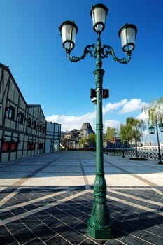Streetlamp in session of Roman city, fisherman wharf, Macau
