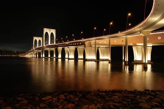 The night of Sai Van bridge in Macau