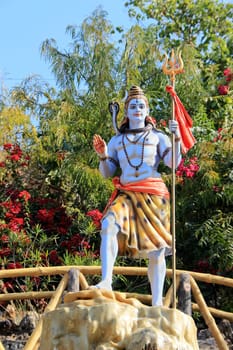Statue of blessing Shiva holding trident in his left hand at Maharana Pratap Museum at Haldighat, Rajasthan, India, Asia