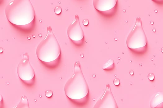 Pink seamless pattern with water drops. Applicable for fabric print, textile, wrapping paper, wallpaper. Modern, trendy background with droplets. Repeatable texture. Generative AI