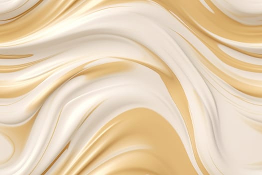 Beige seamless pattern with abstract waves. Applicable for fabric print, textile, wrapping paper, wallpaper. Beige background with golden splines. Repeatable texture. Generative AI