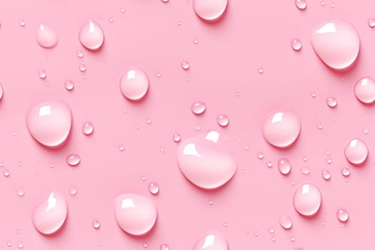 Pink seamless pattern with water drops. Applicable for fabric print, textile, wrapping paper, wallpaper. Modern, trendy background with droplets. Repeatable texture. Generative AI