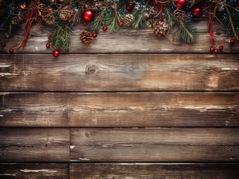 Christmas wooden background. Mockup Background for design, Cozy Winter Clipart. AI Generated.