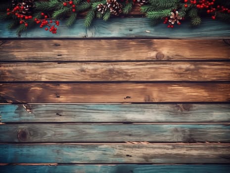 Christmas wooden background. Mockup Background for design, Cozy Winter Clipart. AI Generated.