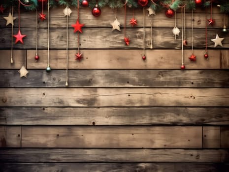 Christmas wooden background. Mockup Background for design, Cozy Winter Clipart. AI Generated.