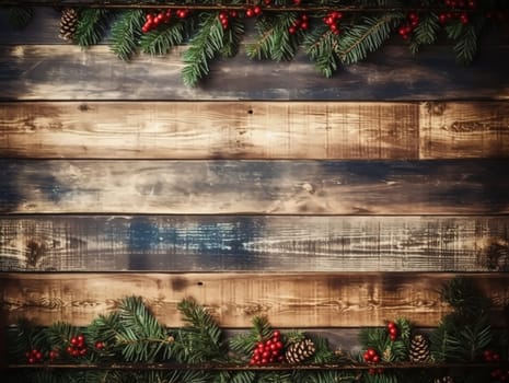 Christmas wooden background. Mockup Background for design, Cozy Winter Clipart. AI Generated.