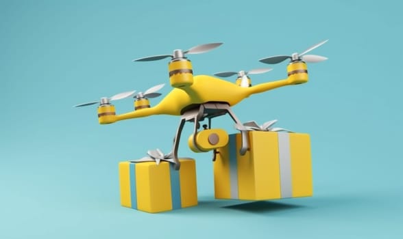 air drone speed copter box cargo city mail helicopter fly deliver concept aircraft parcel delivery technology blue transport aerial fast. Generative AI.