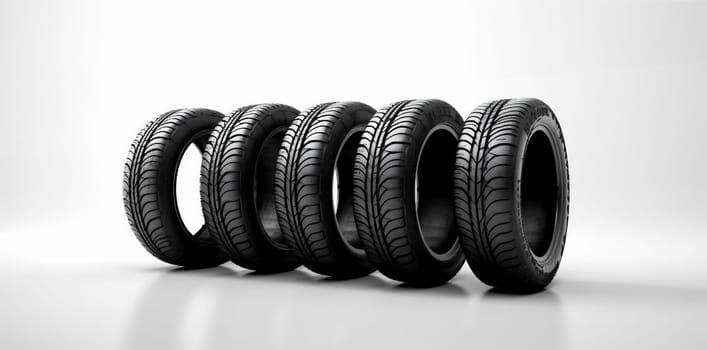 new tread automobile rubber heap wheel road auto sport profile transportation speed tire pattern tyre car background object white track isolated. Generative AI.