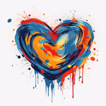 Watercolor Heart abstract on white background , AI Generated