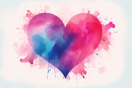 Watercolor Heart abstract on white background , AI Generated